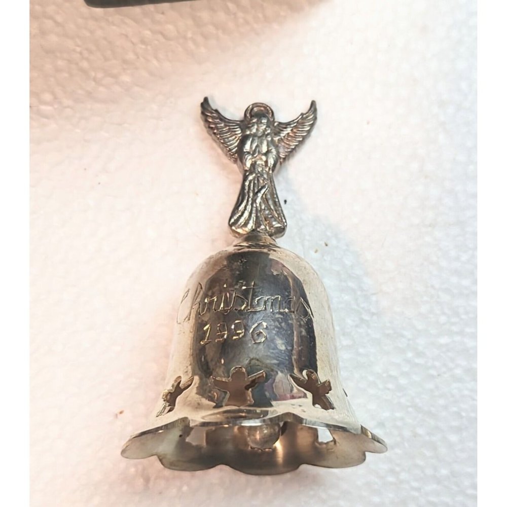 International Silver Co. Engraved Silverplated Bell Christmas Angel in Box 1996